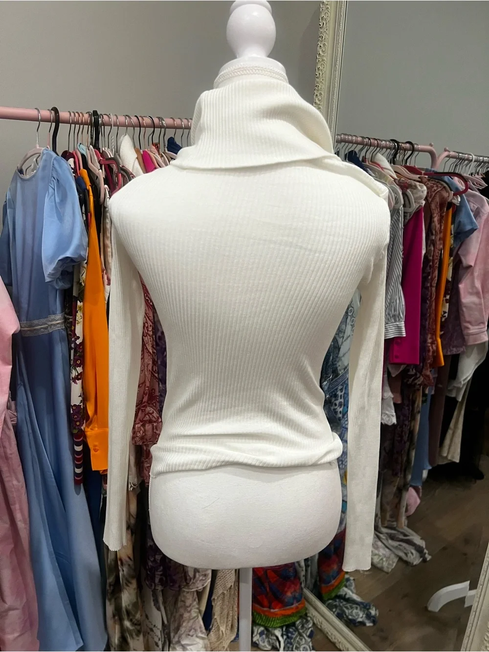 Zara Off-White Ribbed Cowl Neck Sweater - Picture 2 of 3